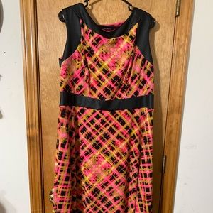 Simply Be Pink, Black, and Gold Sleeveless Dress